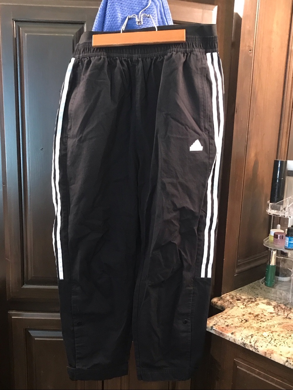 adidas Black Track Pants with White Triple Side Stripes